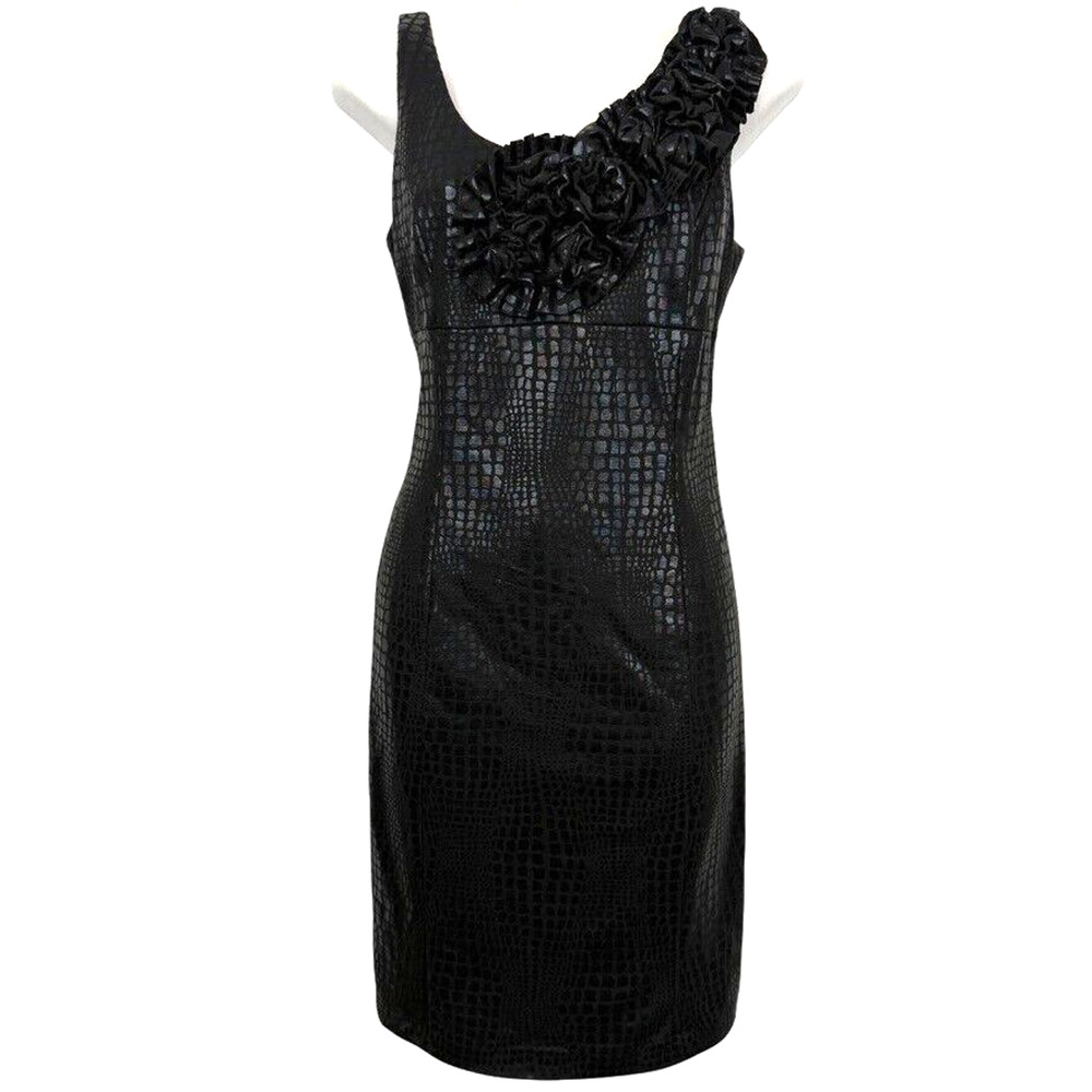 Jessica Howard Womens Black Shiny Sleeveless 3D Flower Party Cocktail Dress 10